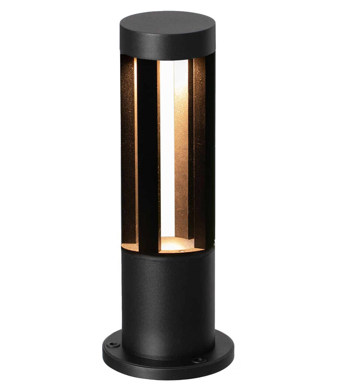 Round Black LED Garden Aluminum Light, Decorative Outdoor Bollard Light for Garden, Pathway, and Driveway